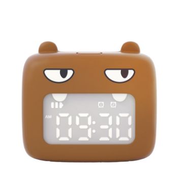 Mini Smart Alarm Clock USB Rechargeable Children Bedside Fun Baby Bear Brown - 1