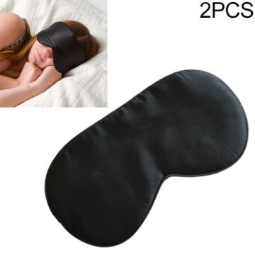 Pure Silk Sleep Rest Eye Mask Padded Shade Cover - Black - 1