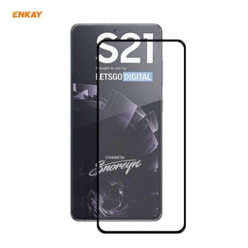 Picture of For Samsung Galaxy S21 5G 1pc ENKAY Hat-Prince Full Glue 0.26mm 9H 2.5D Tempered Glass Full Coverage Film Support Fingerprint Unlock