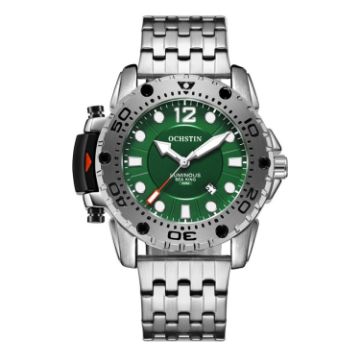 OCHSTIN 7249 Men's Fashion Steel Strap Watch - Silver+Green - 1