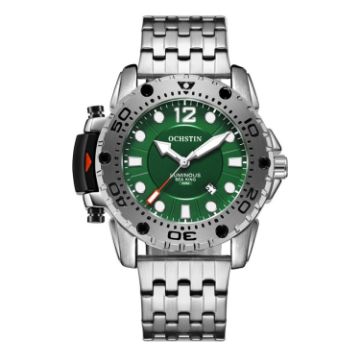 Picture of OCHSTIN 7249 Fashion Steel Strap Multifunctional Quartz Men Watch (Silver+Green)