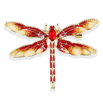 Picture of Retro Oil-Dripping Enamel Dragonfly Brooch (Red)