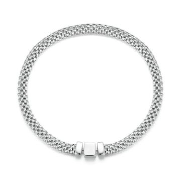 Picture of S925 Sterling Silver Platinum Plated Braided Basic Bracelet, Size: 21cm