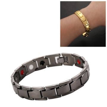 Picture of Men Detachable Titanium Steel Magnetic Therapy Bracelet Jewelry (Black)