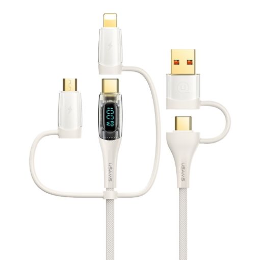 USAMS PD 100W 6 in 1 Fast Charge Data Cable 1.2m Beige - 1