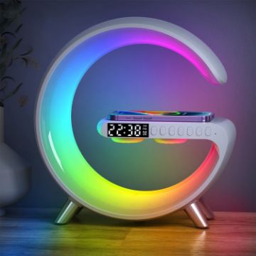 Picture of N69-1 Smart Bluetooth Speaker with Wireless Charger & Alarm Clock & Ambient Light, Support APP (White)