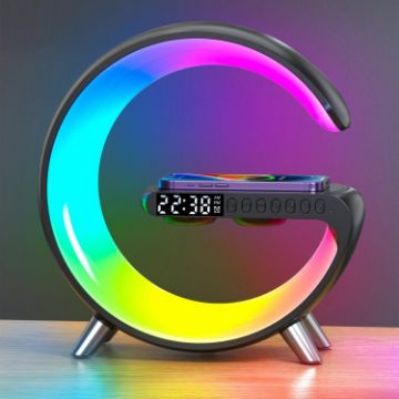 Smart Bluetooth Speaker with Wireless Charger & Alarm Clock - Black - 1