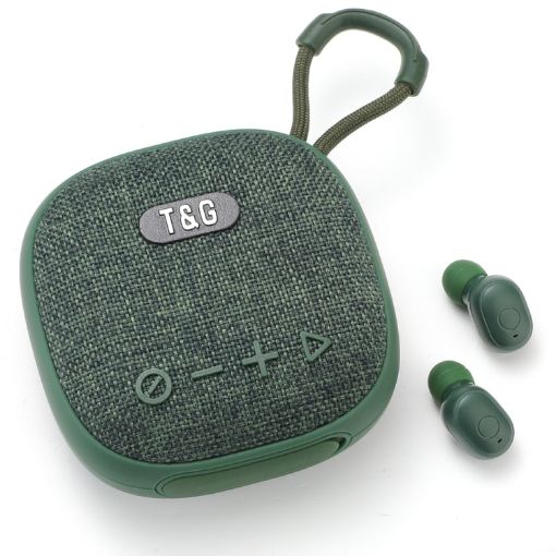 T&G TG-813 2 in 1 TWS Bluetooth Speaker Earphone (Green) - 1