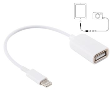 USB Female to 8pin Male OTG Adapter Cable, iOS 10.2 Support, 18cm White - 1