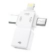 USB OTG Adapter - USB 2.0 to 8 Pin + USB-C + Micro USB - 1