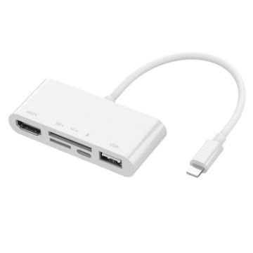 5 in 1 8 Pin to HDMI + SD/TF Card Slot + USB Converter - 1