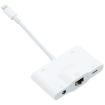 NK-1033 5 in 1 8 Pin Male to Dual USB + 3.5mm AUX + Ethernet Adapter - 1