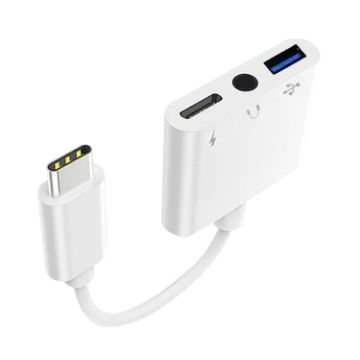 3 in 1 USB-C/Type-C Male to Type-C + USB + 3.5mm Female OTG Adapter - 1