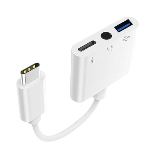 3 in 1 USB-C/Type-C Male to Type-C + USB + 3.5mm Female OTG Adapter - 1