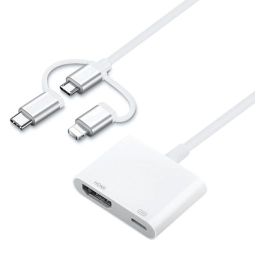 A18 Pro 3 in 1 HDMI Adapter - White - 1
