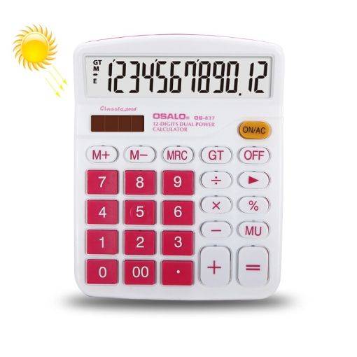 OSALO OS-837VC 12 Digits Colorful Desktop Calculator Solar Energy Dual Power - 1
