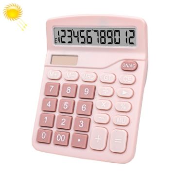 Large Screen Solar Dual Power Calculator - Pink - 1