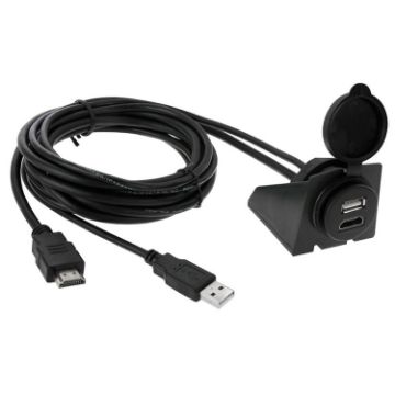 USB 2.0 & HDMI Male to Female Extension Cable - 2m Length - 1