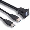 2m ABS Shell Flush Mount USB 3.0 Dock Car Ship Motorcycle Dashboard Panel Waterproof Extension Cord - 4