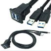 2m ABS Shell Flush Mount USB 3.0 Dock Car Ship Motorcycle Dashboard Panel Waterproof Extension Cord - 5