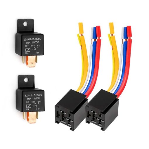 JD2912 80A 12V 5 Pin Car Relay with Wire SPDT Socket Plug - 1