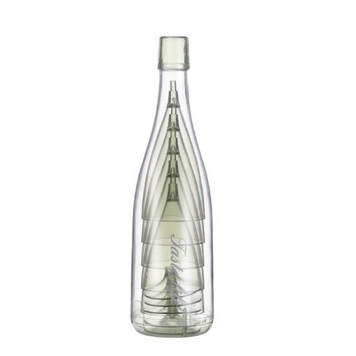 Champagne Wine Glasses Set + Wine Bottle - Transparent Green - 1