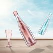 Champagne Wine Glasses Set + Wine Bottle - Transparent Green - 4