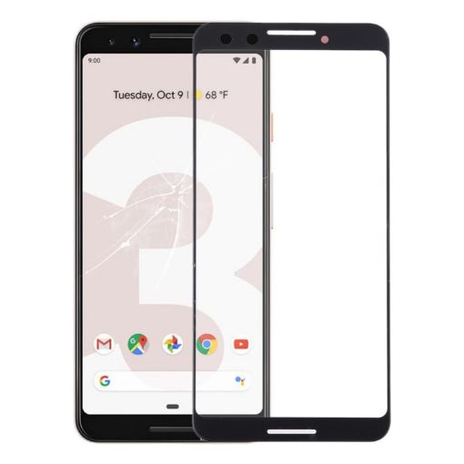 Google Pixel 3 Front Screen Outer Glass Lens - Black - 1