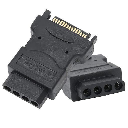 SATA 15 Pin Male to 4 Pin Female Adapter - Black - 1