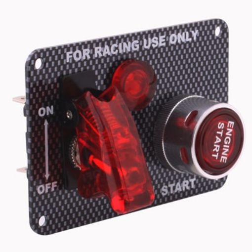 Carbon Fiber Flip-up Ignition Switch Panel for Racing Sport (DC 12V) - 1