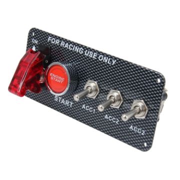 12V/30A Carbon Fiber Racing Car LED Ignition Switch Panel - 1