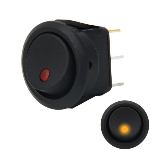 20 Amp 12V Triple Plug LED Rocker Switch (Yellow Light) - 1