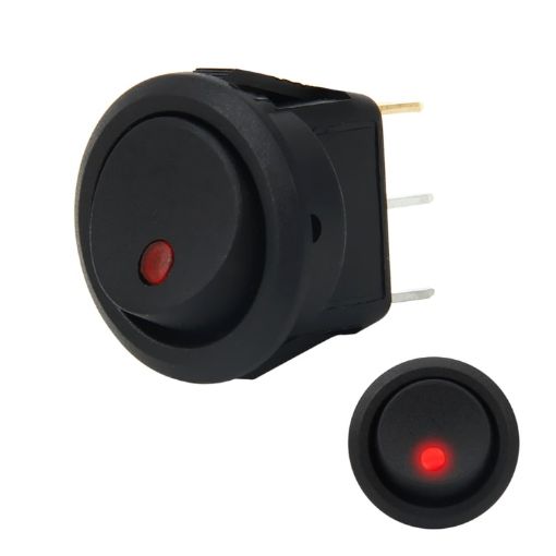 20 Amp 12V Triple Plug LED Rocker Switch (Red Light) - 1