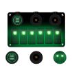 6 Way Switch Panel + Dual USB Charger for Car RV Boat - Green Light - 1