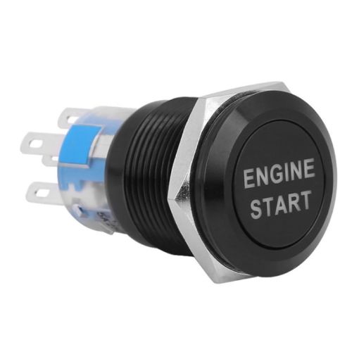 19MM Car One-Button Start Switch LED Metal Button (Black) - 1