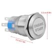 19MM Car One-Button Start Switch LED Metal Button (Black) - 3