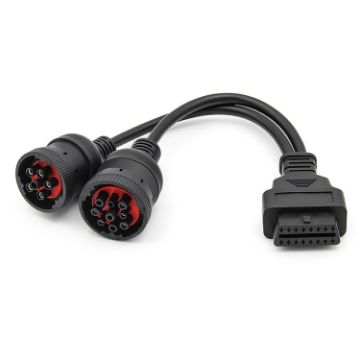 J1708 J1939 6Pin 9Pin to OBD2 16Pin Female Car Diagnostic Adapter Cable - 1