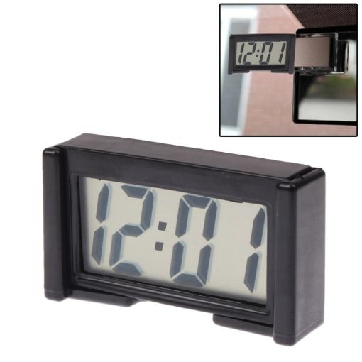 LCD Digital Car Clock Date Time Display (Black) - 1