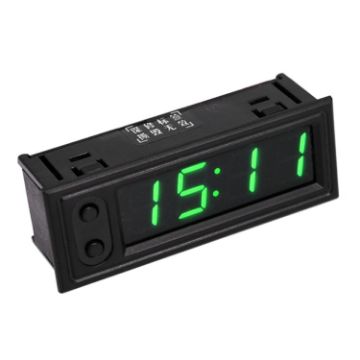 3 in 1 Car LED Clock Thermometer Voltmeter (Green) - 1