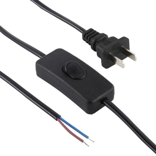 10A Button Switch Power Supply Cable, 1.8m Length, US Plug - 1