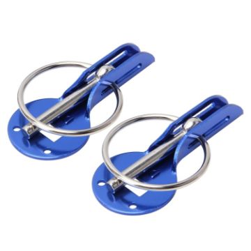 Carbon Fiber Hood Lock Car Cover Pull-type Engine Lock Pins (Blue) - 1