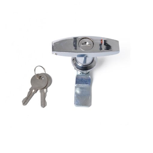 T Shape Handle Paddle Entry Door Latch & Keys Tool Box Lock Silver - 1