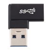 Type-C Female to USB 3.0 Male Adapter - 90 Degree Elbow, Black - 4