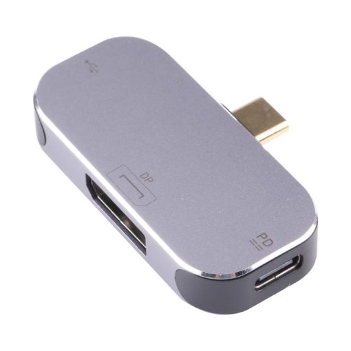 3 in 1 USB-C/Type-C Male to Dual USB-C/Type-C + DP Female Adapter - 1