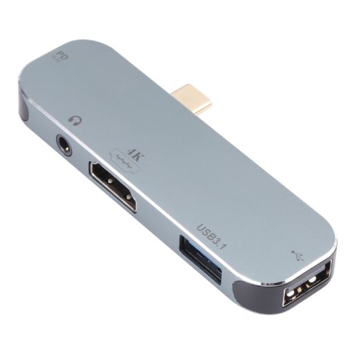 5 in 1 USB-C Male to PD Charging + 3.5mm AUX + 4K HDMI Adapter - 1