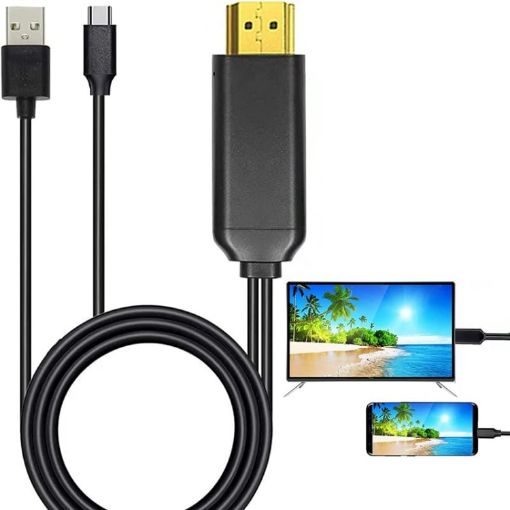 USB Type-C to HDMI MHL 4K Converter Cord - Black - 1