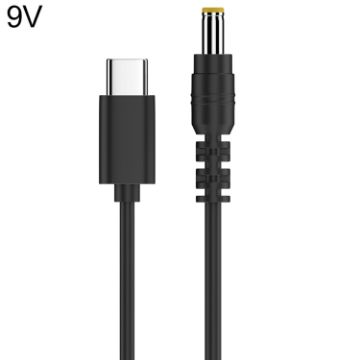 9V DC Power to Type-C Adapter Cable - 5.5 x 2.5mm - Fast Charging - 1