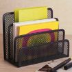 Black Mesh Letter Sorter Tray - Office File Storage Rack - 2
