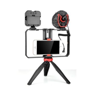 Picture of YELANGU PC204 YLG1801D Vlogging Live Broadcast LED Selfie Light Smartphone Video Rig Handle Stabilizer Bracket Kits with Microphone & Tripod