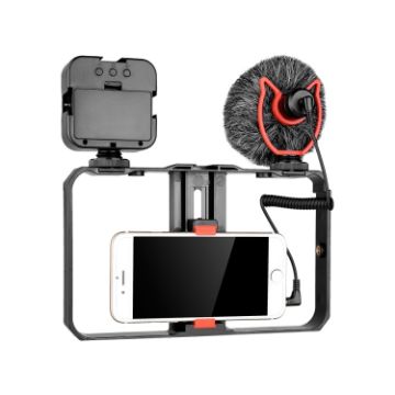 Picture of YELANGU PC202 YLG1801B Vlogging Live Broadcast LED Selfie Light Smartphone Video Rig Handle Stabilizer Bracket Kits with Microphone & Fill Light
